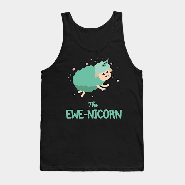 Cute Sheep Ewe Pun | Funny Unicorn Tank Top by Fluffy-Vectors